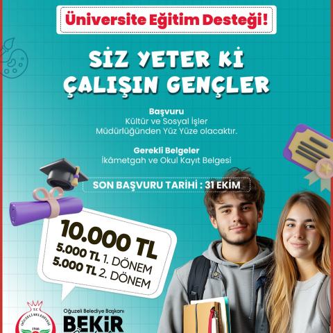 Oğuzeli Belediyesi’nden Üniversite Öğrencilerine 10 Bin TL Burs Desteği